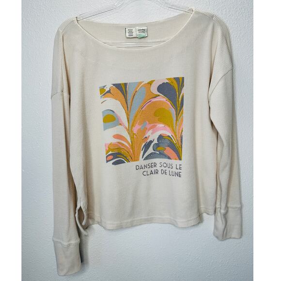 Saturday/Sunday Cream Catrina Thermal Long Sleeve Waffle Top XS - Picture 4 of 14
